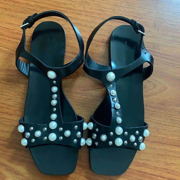Brand new never worn zara sandals with pearls